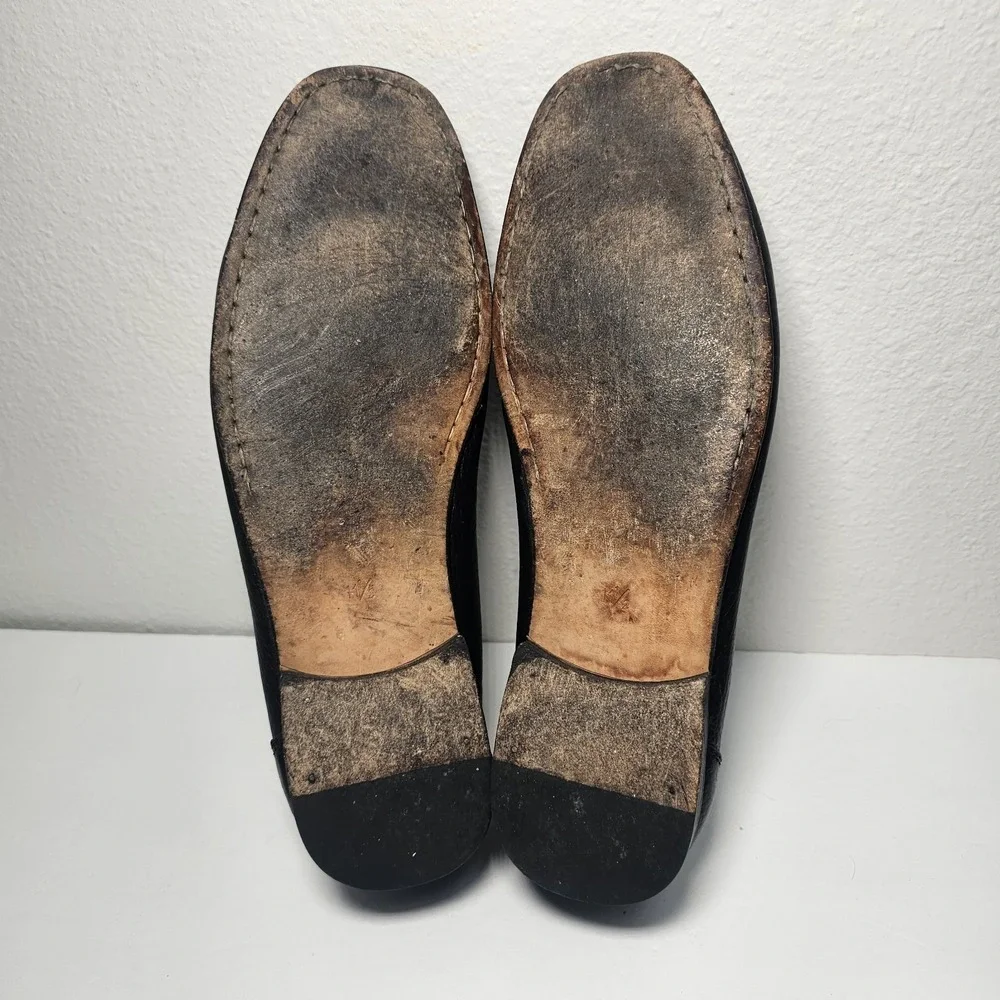 Sandrino Malibu Men's 11.5 Black Pebbled Leather Silver Horsebit Dress Loafers